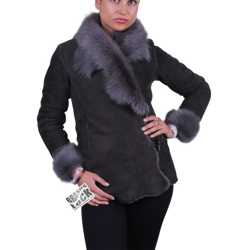 Grey Suede Short Spanish Toscana Sheepskin Leather Jacket - Brandslock