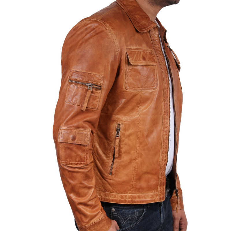Light brown leather jacket men – Modern fashion jacket photo blog
