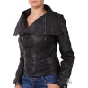 Leather Jacket Womens | Real Nappa Lamb Leather Jacket Removable Collar For Women 
