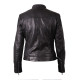 Ladies Black Leather Biker Jacket - Sophie