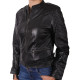 Ladies Black Leather Biker Jacket - Madisson
