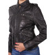 Ladies Black Leather Biker Jacket - Malibu