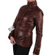 Ladies Brown Leather Biker Jacket - Silic