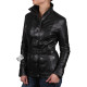 Ladies Black Leather Biker Jacket - Silic