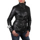 Ladies Black Leather Biker Jacket - Silic