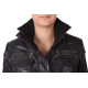 Ladies Black Leather Long Jacket - Elfie