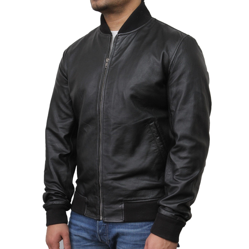 Leather Bomber Jacket Mens | Real Soft Nappa Lamb Leather Jacket