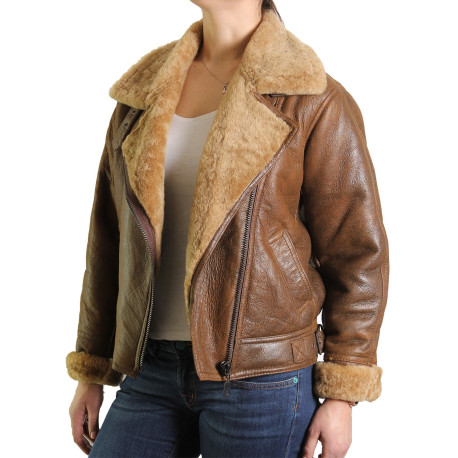 Leather Sheepskin Shearling Jacket Womens | B3 WW2 Aviator Flying Jacket