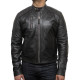 Men's Leather Biker Jacket Brown - Cary