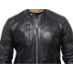 Men's Leather Biker Jacket Navy - Cary
