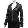 Ladies Women's Black Vintage Real Leather Biker Jacket-Hannah