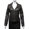 Ladies Women's Brown Vintage Real Leather Biker Jacket-Hannah