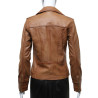 Ladies Women's Tan Vintage Real Leather Biker Jacket-Hannah
