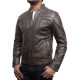 Men's Brown Leather Biker Jacket Iconic Style- Bryan