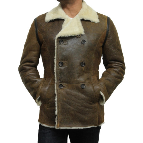 Men's shearling sheepskin jacket Vintage Brown - Rambo