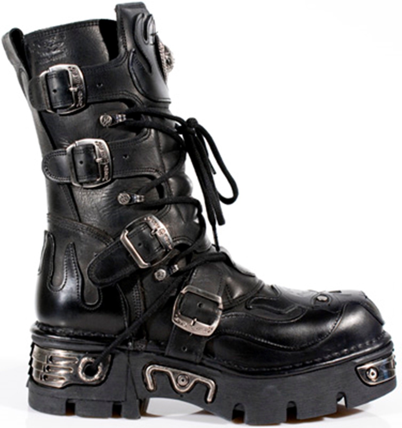 Mens new rock leather biker goth boots