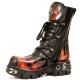 New Rock Black Leather Dashing Fire Print Biker Boots - M.591-S1
