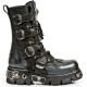 New Rock Black Leather Biker Metallic Stylish Boots - M.591.S2