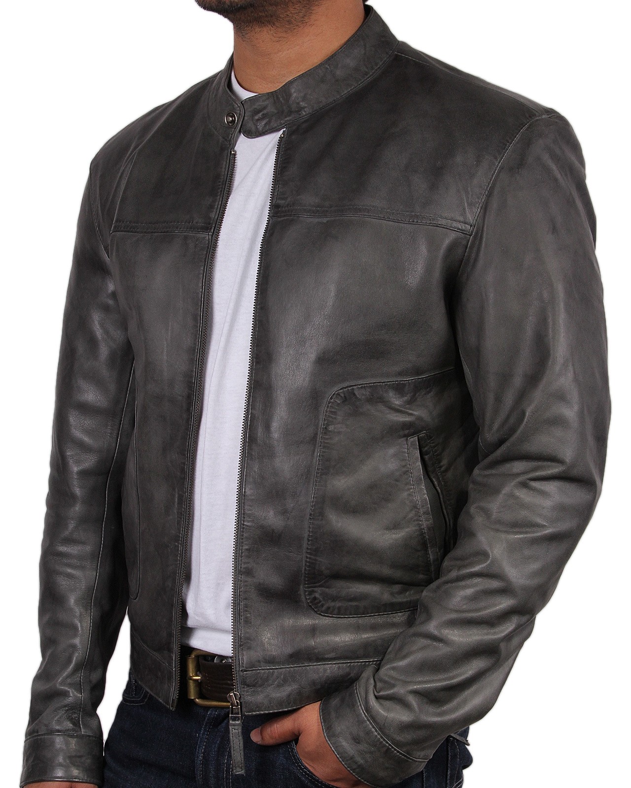 Glenn Men's Gents Black Designer Real Sheep Napa Soft Lambskin Leather Jacket