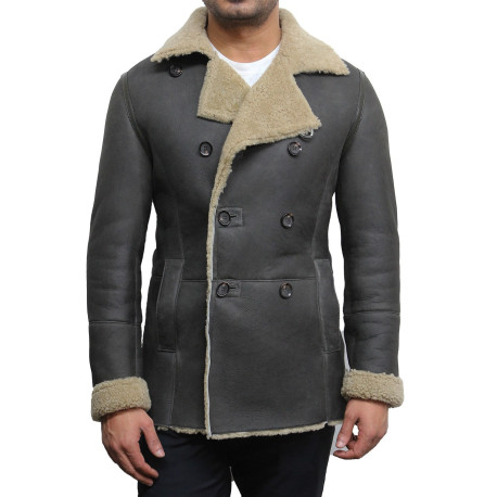 Men sheepskin leather jackets coats warm winter, leather jackets coats