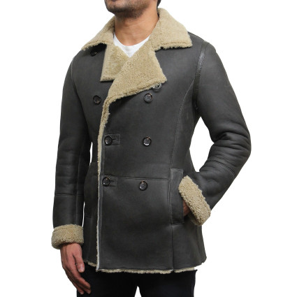 Men's shearling sheepskin jacket - Rambo
