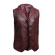 Men's Vintage Burgundy Smart Leather Waistcoat Designer Fit-Ansel