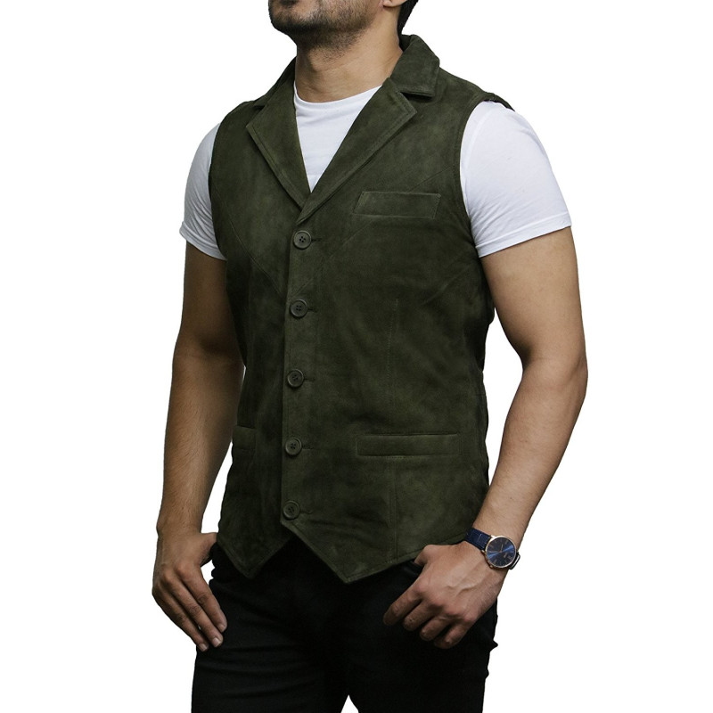 Mens Leather Waistcoat From Smooth Exclusive Goat Suede Classic Smart ...