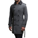 Mens Shearling Sheepskin Leather Double Breasted Duffle Coat 