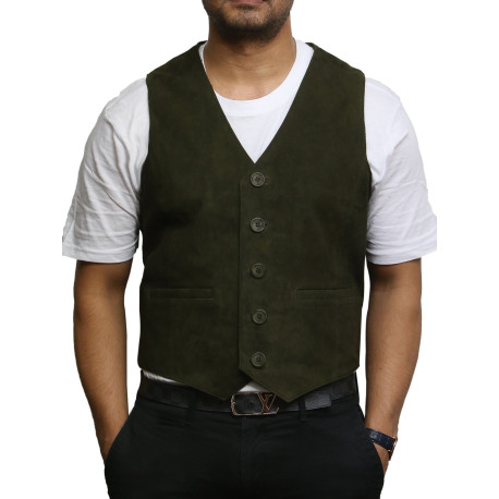 Mens Leather Waistcoat From Smooth Exclusive Goat Suede Classic Smart Leather 