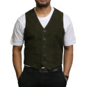 Mens Leather Waistcoat From Smooth Exclusive Goat Suede Classic Smart Brown Leather Waistcoat