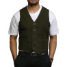 Mens Leather Waistcoat From Smooth Exclusive Goat Suede Classic Smart Green Leather Waistcoat