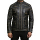 Men's Black Warm Leather Biker Jacket Vintage Retro Distressed Leather Jacket