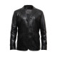 Men's Black Leather Blazer - Typo