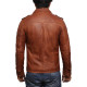Men’s Tan Leather Shirt Jacket - Sully