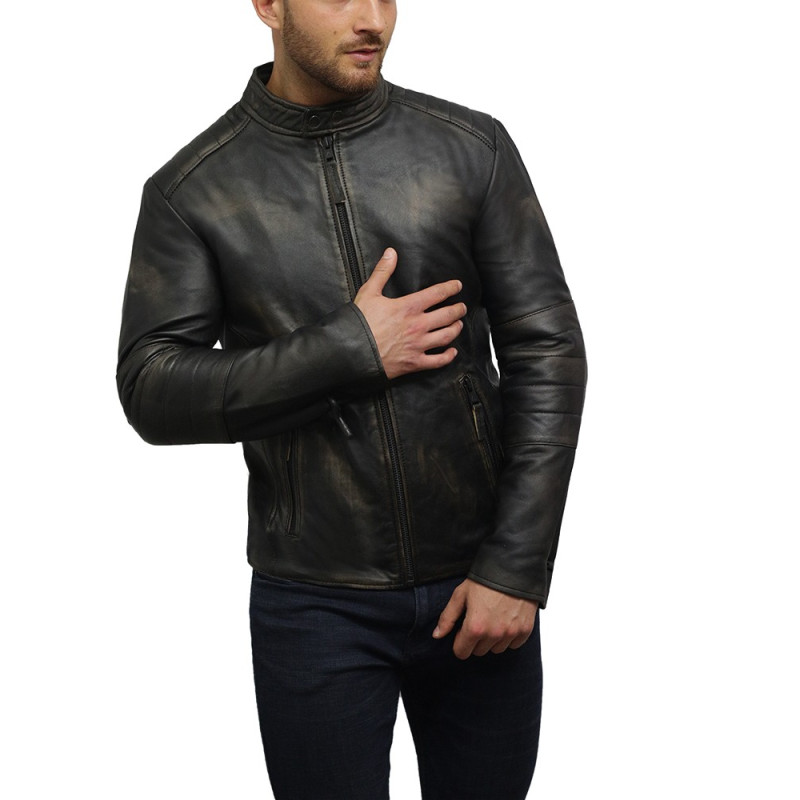 Kingdom Leather Men Slim Fit Biker Motorcycle Lambskin Leather Jacket Coat Outwear Jackets X1235