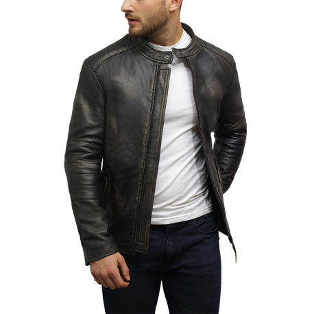 New Men/'s Genuine Lambskin Leather Jacket BLACK /& BROWN Slim fit Biker B32