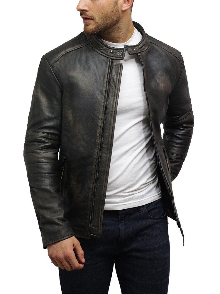 Mens Leather Jackets Motorcycle Biker Genuine Lambskin Leather Jacket