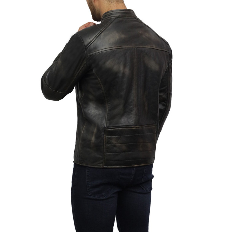New Men Designer Genuine Lambskin Soft Biker Leather Jacket T1077 