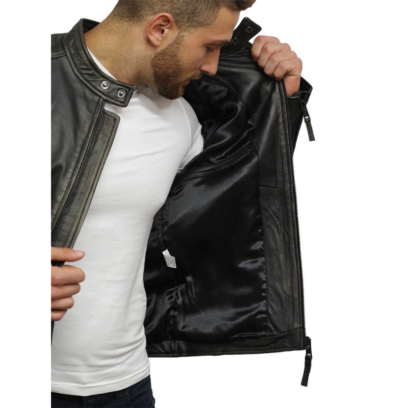 brandMe Mens Genuine Leather Pure Lambskin Biker Jacket MM452
