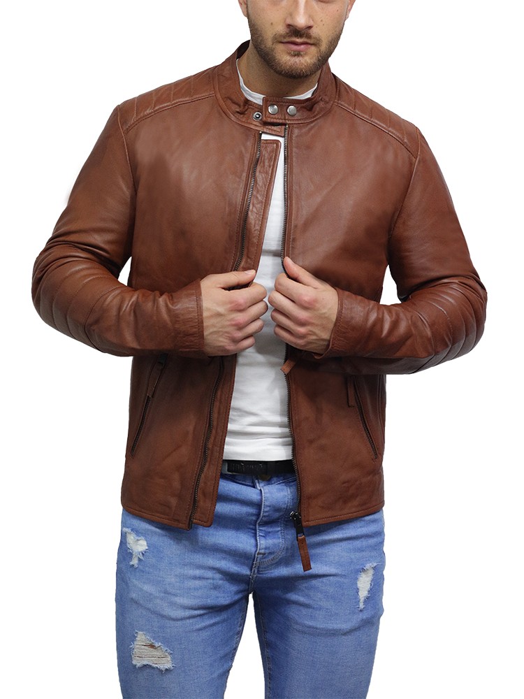 Real Lambskin Vintage Jacket for Mens Mens Leather Jacket