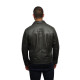  Men's Leather Biker Jacket Harrington Casual Slim Fit