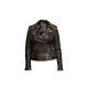 Women's Genuine Leather Biker Jacket Fitted Brando Vintage Rock