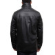 Mens Genuine Leather Biker Parka Jacket Retro - Black 