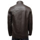 Mens Genuine Leather Biker Parka Jacket Retro - Brown