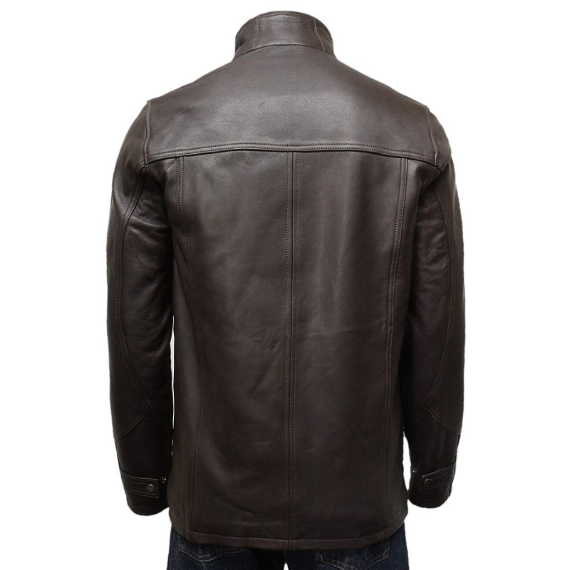 Brandslock Mens Genuine Leather Biker Parka Jacket Retro
