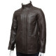 Mens Genuine Leather Biker Parka Jacket Retro - Brown