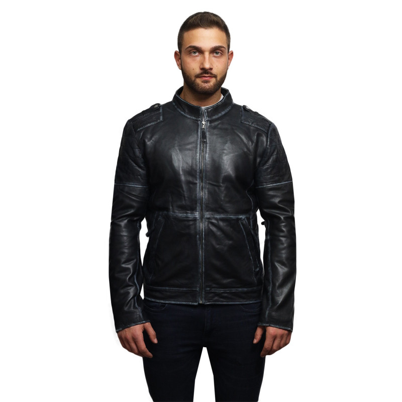 Brandslock Mens Genuine leather Biker jacket Vintage 
