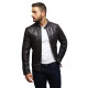 Men's Genuine Leather Biker Jacket Distressed - Brown
