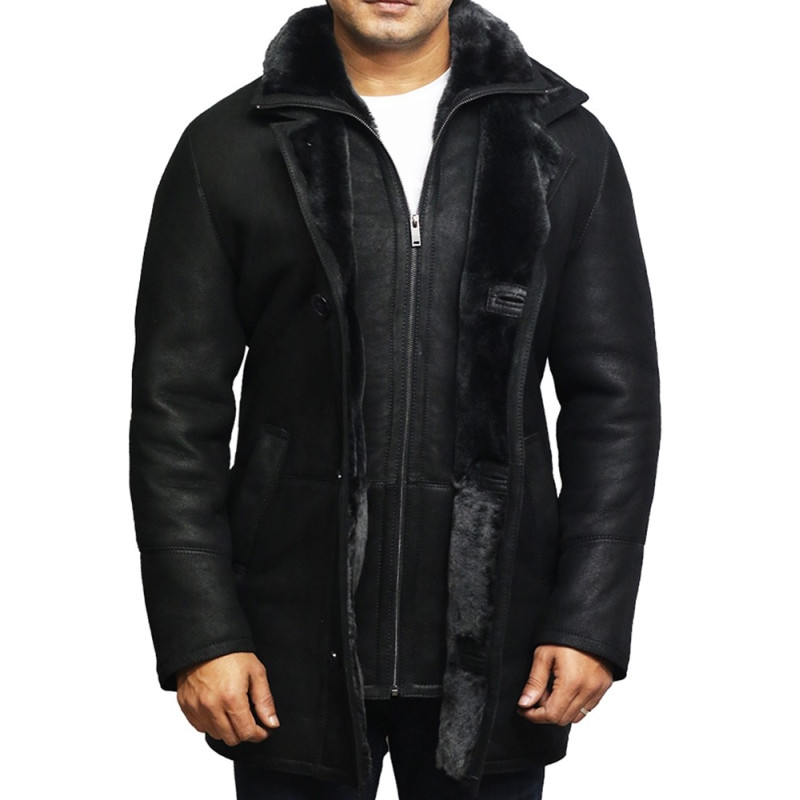 Men sheepskin leather jackets coats warm winter, leather jackets coats