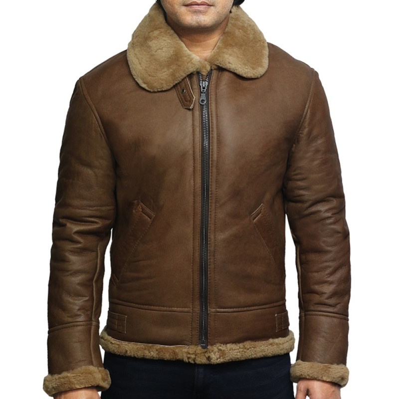 Brandslock Men's Genuine Shearling Sheepskin Leather Ricardo jacket